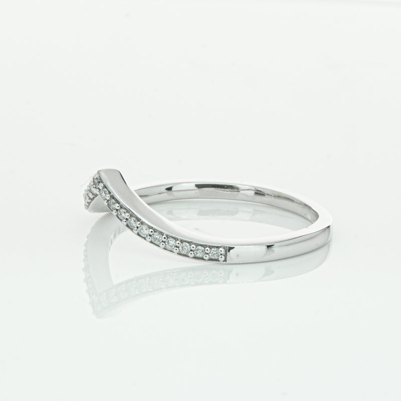 14ct White Gold Diamond Chevron Band-Ring-Walker & Hall