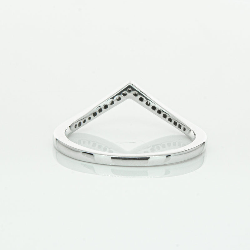 14ct White Gold Diamond Chevron Band-Ring-Walker & Hall