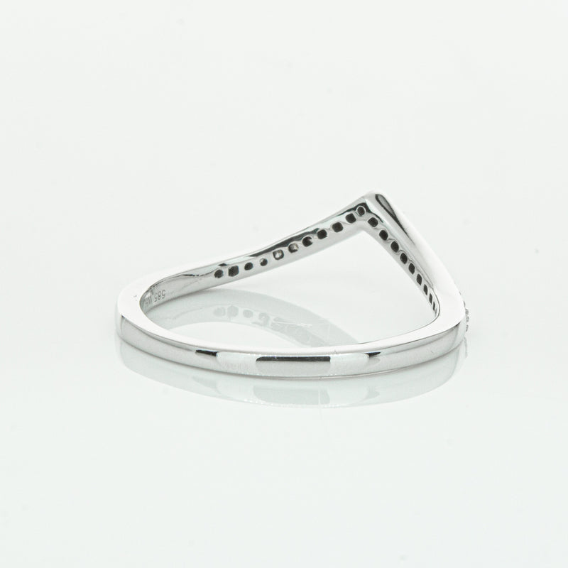 14ct White Gold Diamond Chevron Band-Ring-Walker & Hall