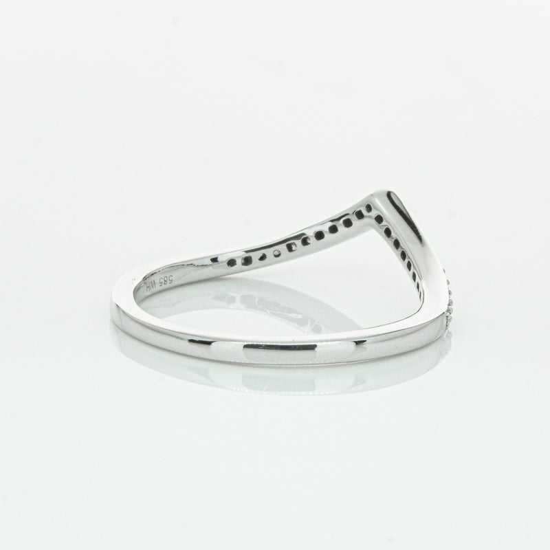 14ct White Gold Diamond Chevron Band-Ring-Walker & Hall