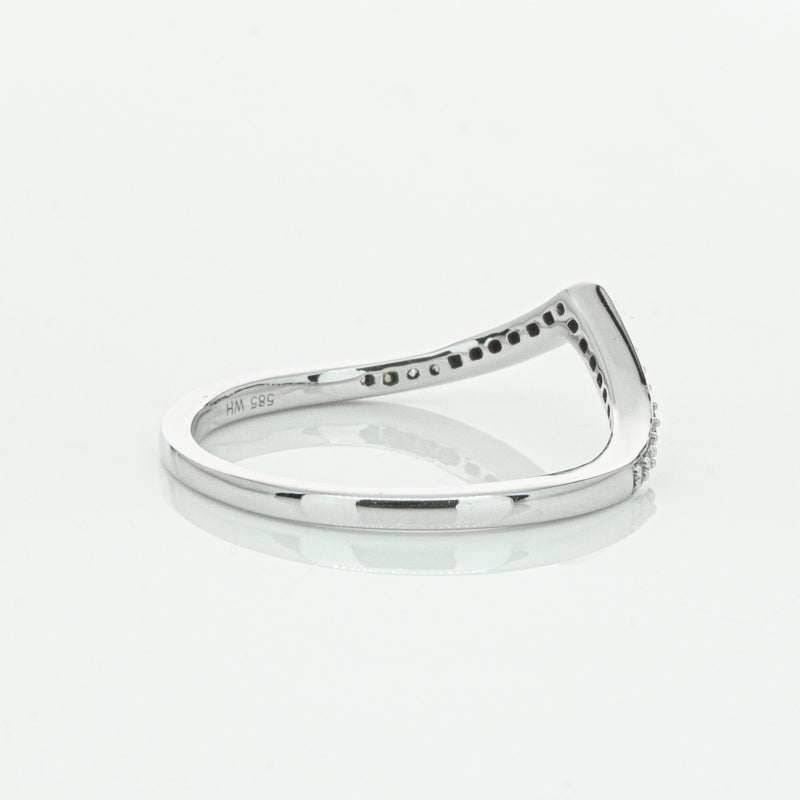 14ct White Gold Diamond Chevron Band-Ring-Walker & Hall