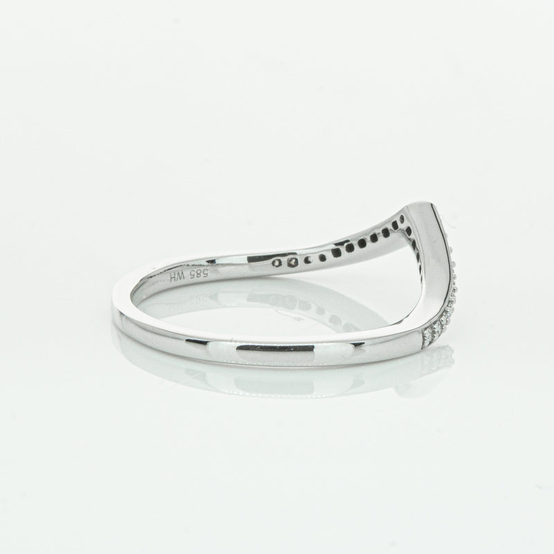 14ct White Gold Diamond Chevron Band-Ring-Walker & Hall