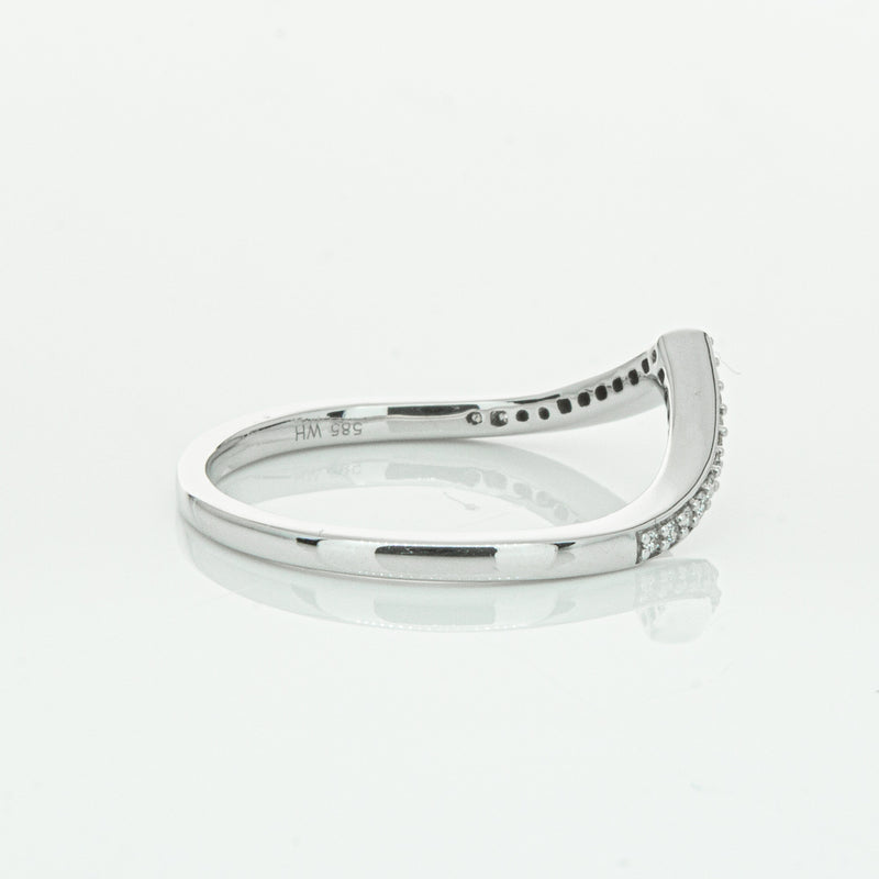 14ct White Gold Diamond Chevron Band-Ring-Walker & Hall