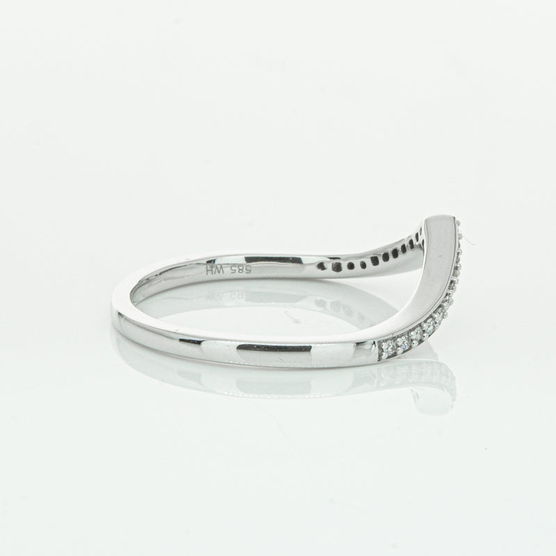 14ct White Gold Diamond Chevron Band-Ring-Walker & Hall