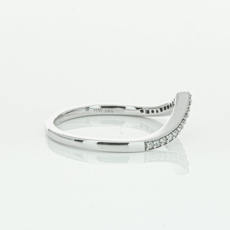 14ct White Gold Diamond Chevron Band-Ring-Walker & Hall