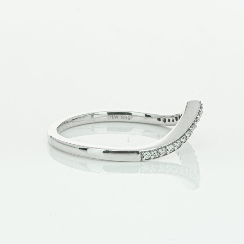 14ct White Gold Diamond Chevron Band-Ring-Walker & Hall