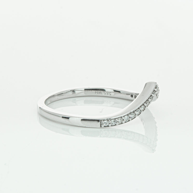 14ct White Gold Diamond Chevron Band-Ring-Walker & Hall
