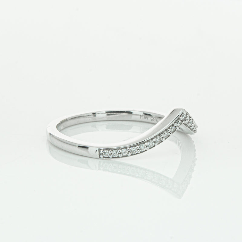 14ct White Gold Diamond Chevron Band-Ring-Walker & Hall