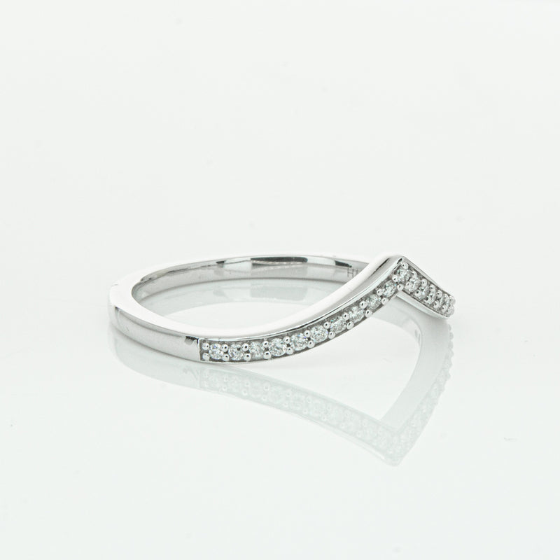 14ct White Gold Diamond Chevron Band-Ring-Walker & Hall