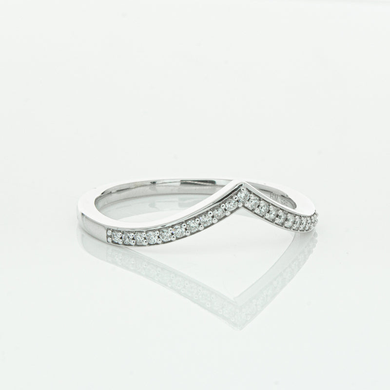 14ct White Gold Diamond Chevron Band-Ring-Walker & Hall