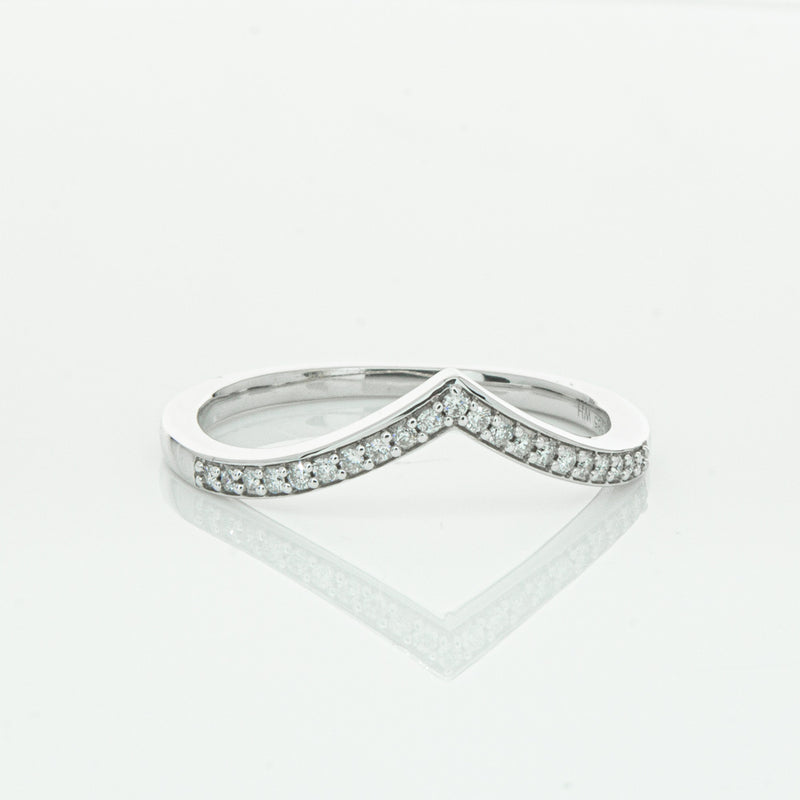 14ct White Gold Diamond Chevron Band-Ring-Walker & Hall