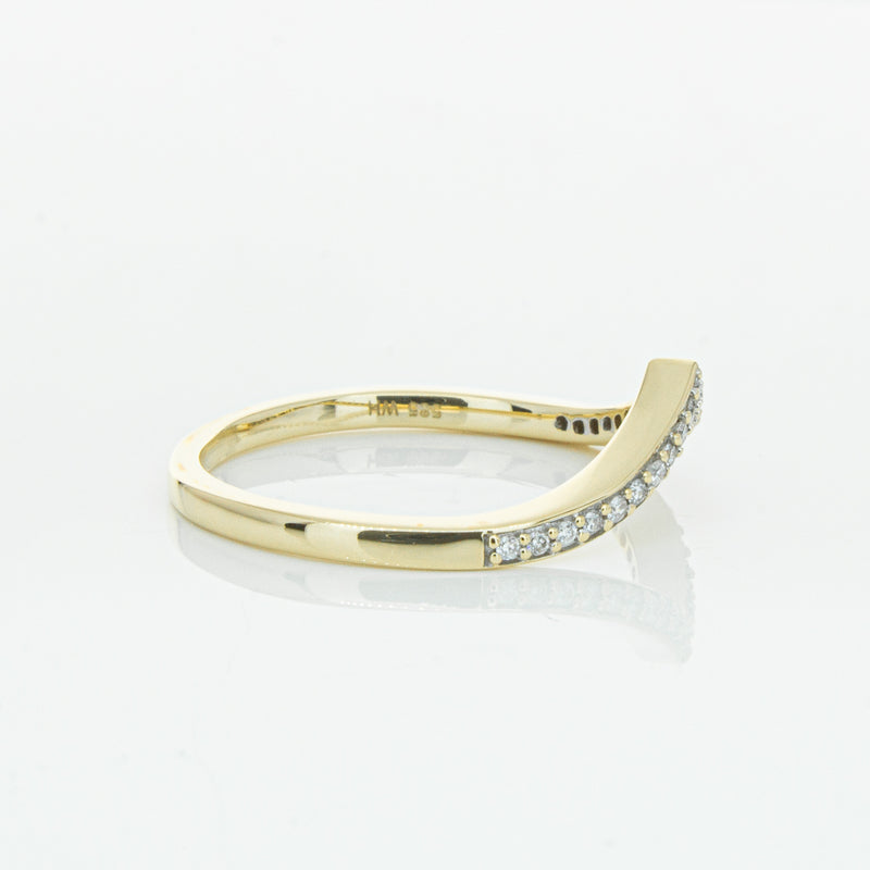 14ct Yellow Gold Diamond Chevron Band-Ring-Walker & Hall