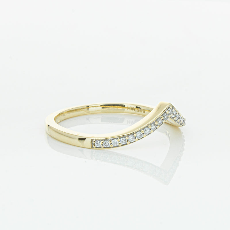 14ct Yellow Gold Diamond Chevron Band-Ring-Walker & Hall