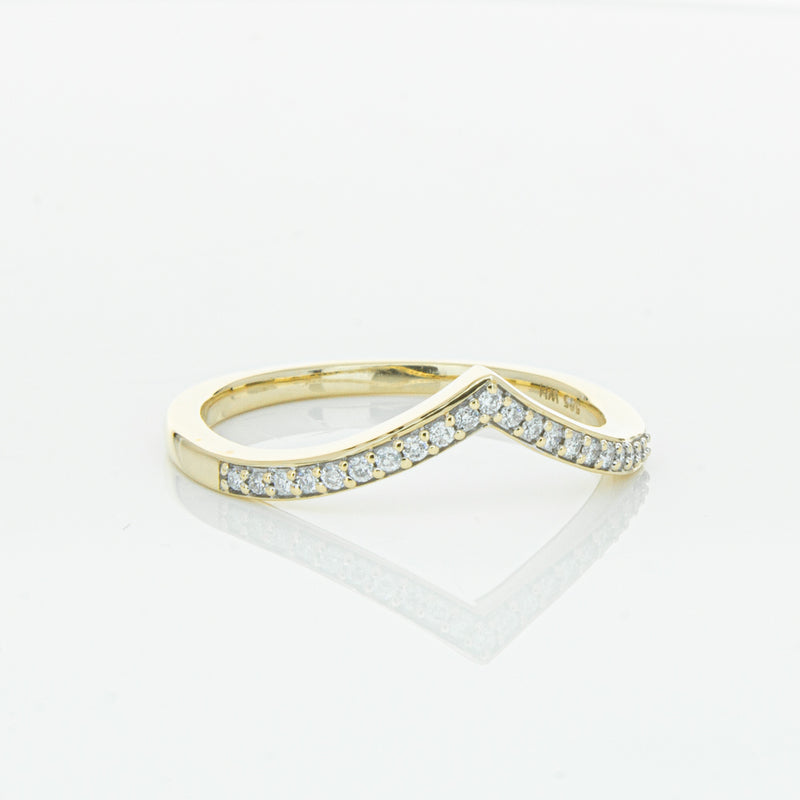 14ct Yellow Gold Diamond Chevron Band-Ring-Walker & Hall