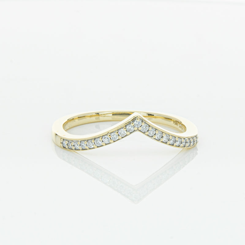 14ct Yellow Gold Diamond Chevron Band-Ring-Walker & Hall