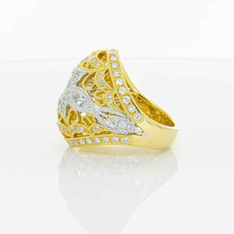18ct White & Yellow Gold Diamond Dress Ring-Ring-Walker & Hall