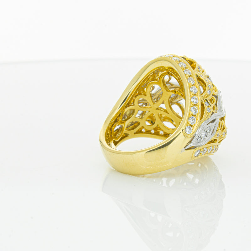 18ct White & Yellow Gold Diamond Dress Ring-Ring-Walker & Hall