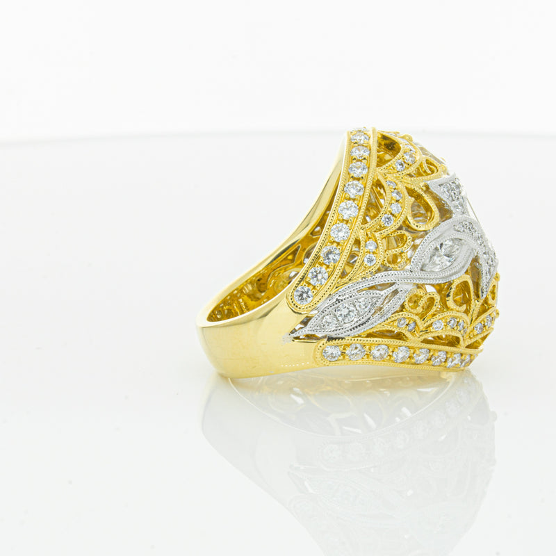 18ct White & Yellow Gold Diamond Dress Ring-Ring-Walker & Hall