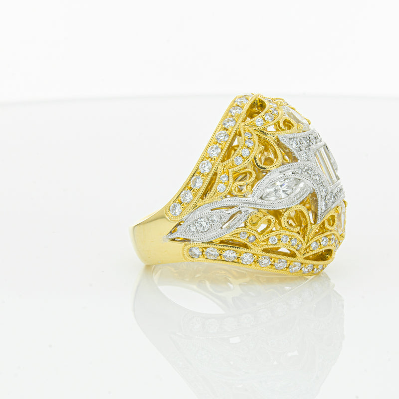 18ct White & Yellow Gold Diamond Dress Ring-Ring-Walker & Hall