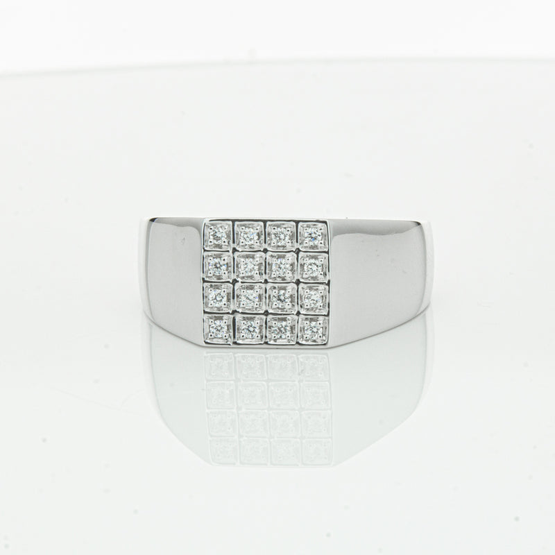 14ct White Gold .15ct Diamond Cluster Ring-Ring-Walker & Hall