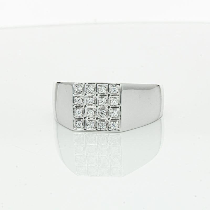 14ct White Gold .15ct Diamond Cluster Ring-Ring-Walker & Hall