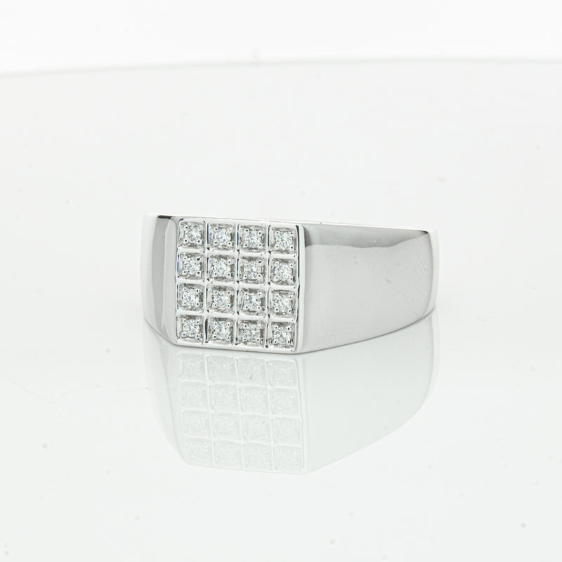 14ct White Gold .15ct Diamond Cluster Ring-Ring-Walker & Hall