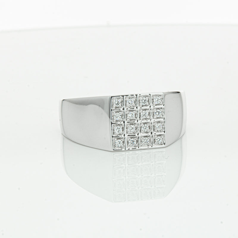 14ct White Gold .15ct Diamond Cluster Ring-Ring-Walker & Hall