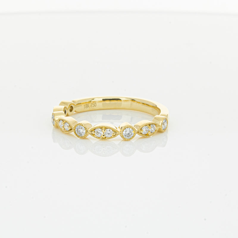 18ct Yellow Gold Diamond Marquise Shaped Band-Ring-Walker & Hall