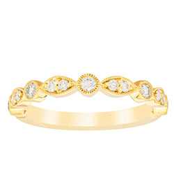 18ct Yellow Gold .26ct Diamond Marquise Shaped Band - Ring - Walker & Hall