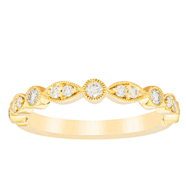 18ct Yellow Gold .26ct Diamond Marquise Shaped Band - Ring - Walker & Hall