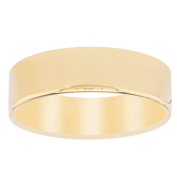 9ct Yellow Gold 6mm Square Profile Band - Ring - Walker & Hall