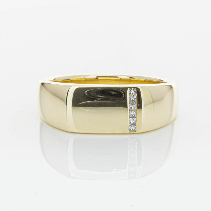 9ct Yellow Gold .06ct Diamond Mens Signet Ring-Ring-Walker & Hall