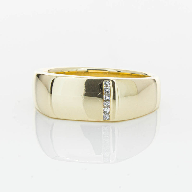 9ct Yellow Gold .06ct Diamond Mens Signet Ring-Ring-Walker & Hall