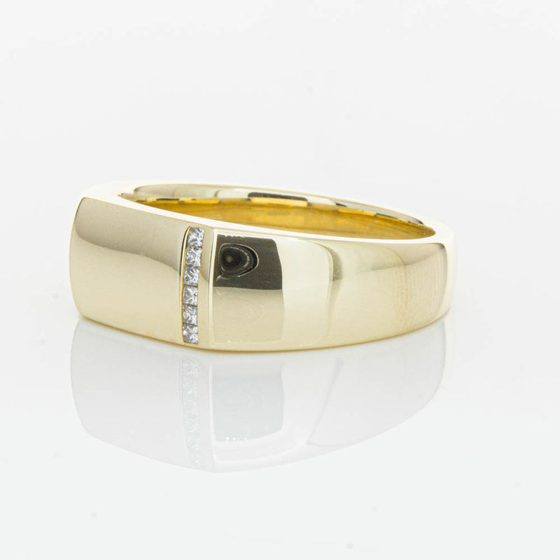 9ct Yellow Gold .06ct Diamond Mens Signet Ring-Ring-Walker & Hall