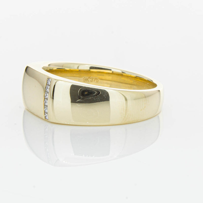 9ct Yellow Gold .06ct Diamond Mens Signet Ring-Ring-Walker & Hall