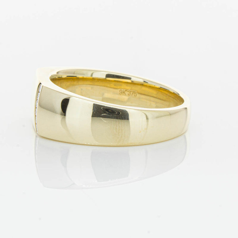 9ct Yellow Gold .06ct Diamond Mens Signet Ring-Ring-Walker & Hall