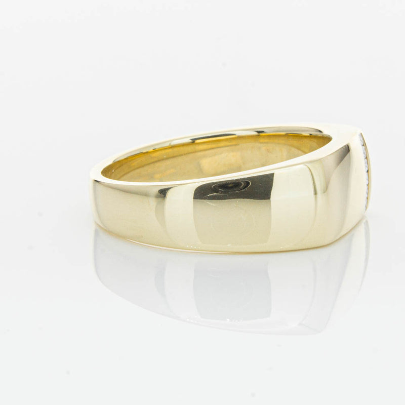 9ct Yellow Gold .06ct Diamond Mens Signet Ring-Ring-Walker & Hall
