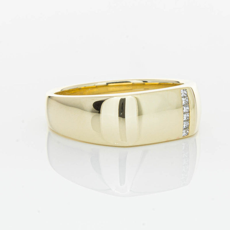 9ct Yellow Gold .06ct Diamond Mens Signet Ring-Ring-Walker & Hall