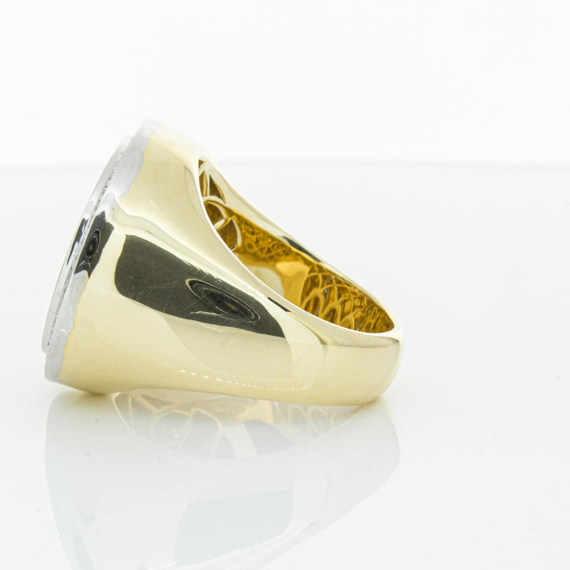 14ct Yellow Gold Half Sovereign & Diamond Halo Ring-Ring-Walker & Hall