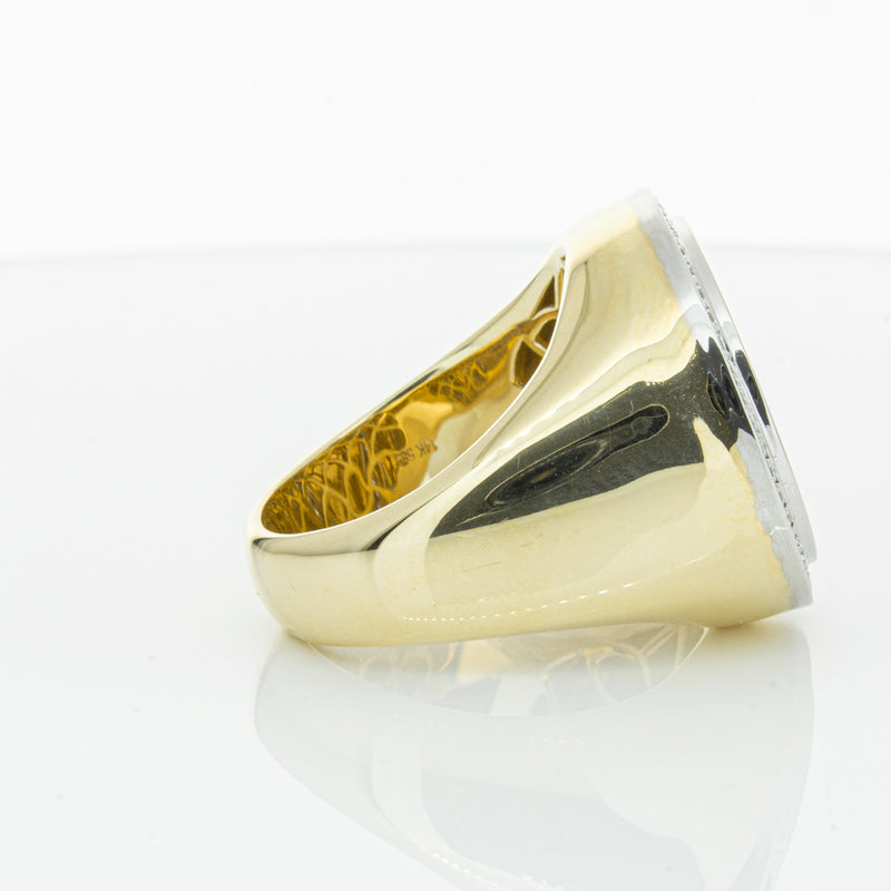 14ct Yellow Gold Half Sovereign & Diamond Halo Ring-Ring-Walker & Hall