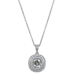 18ct White Gold 1.38ct Diamond Halo Pendant - Necklace - Walker & Hall