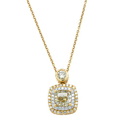 18ct Yellow Gold 2.04ct Diamond Halo Pendant - Necklace - Walker & Hall