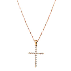 18ct Rose Gold .25ct Diamond Cross Necklace - Necklace - Walker & Hall