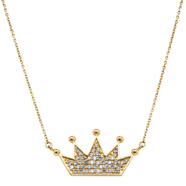 Deja Vu 18ct Yellow Gold .57ct Diamond Crown Necklace - Necklace - Walker & Hall