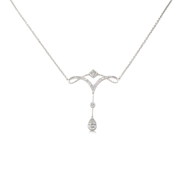 18ct White Gold 1.00ct Diamond Necklace - Walker & Hall
