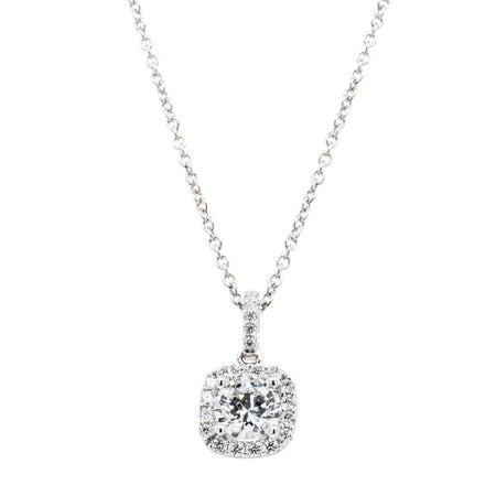 18ct White Gold .50ct Diamond Peony Pendant-Necklace-Walker & Hall