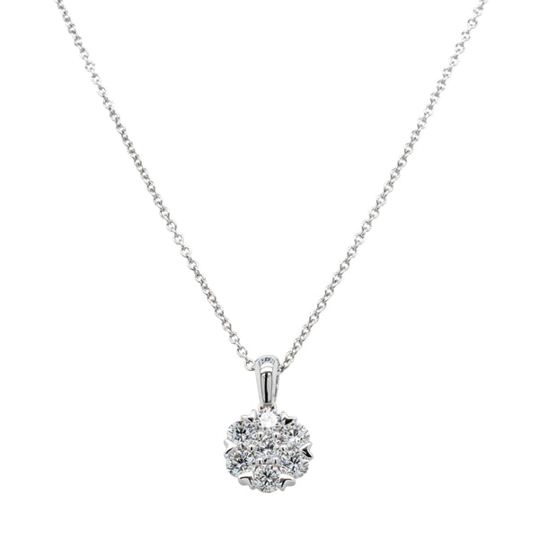 18ct White Gold .76ct Diamond Lotus Pendant - Necklace - Walker & Hall
