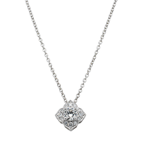 18ct White Gold .23ct Diamond Paramount Pendant - Necklace - Walker & Hall