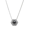 18ct White Gold 1.01ct Black Diamond Halo Pendant - Necklace - Walker & Hall