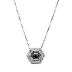 18ct White Gold 1.01ct Black Diamond Halo Pendant - Necklace - Walker & Hall